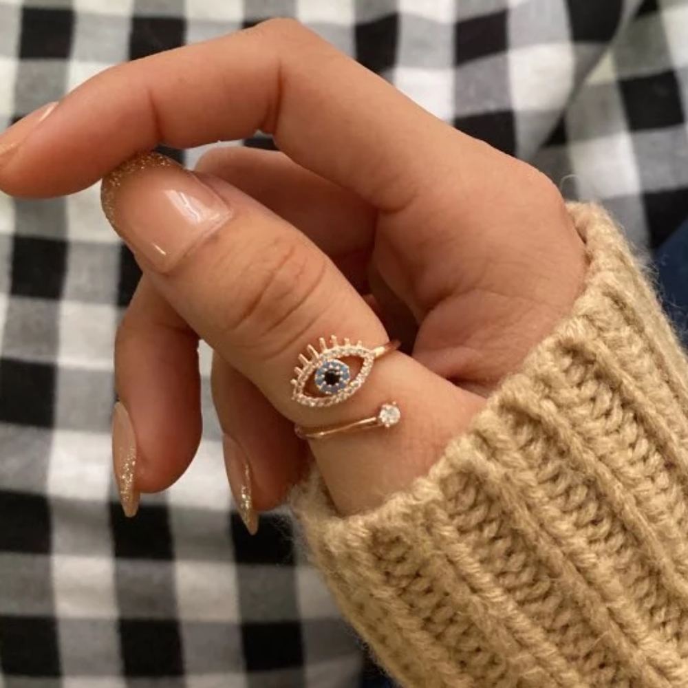 🔥HP🔥NEW HAMZA EVIL EYE RING - Picture 3 of 9